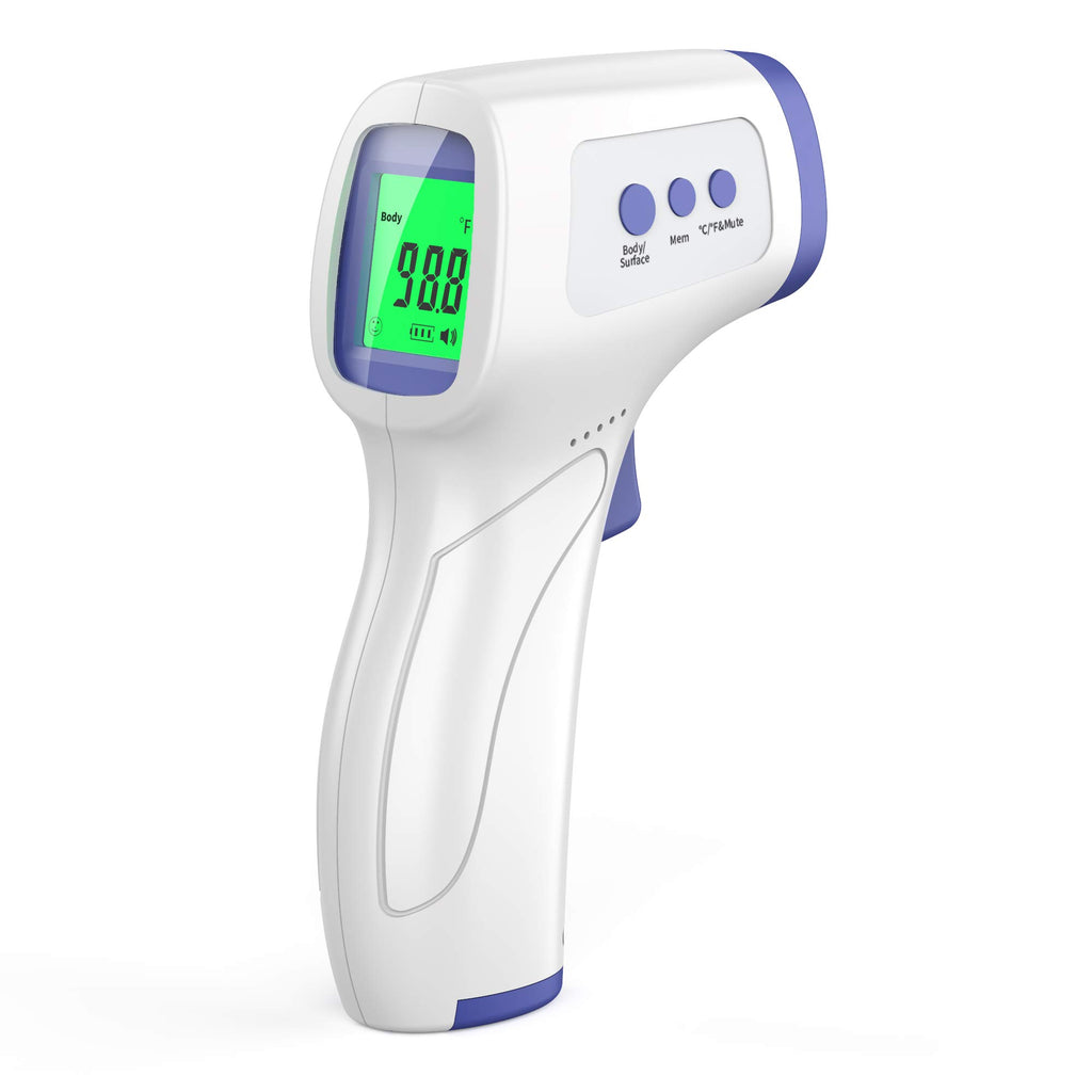 LPOW Infrared Digital Forehead Thermometer, 1s Reading, 3 Colors Backlight,  50 Memories Recall, All Ages (Ship in random colors)